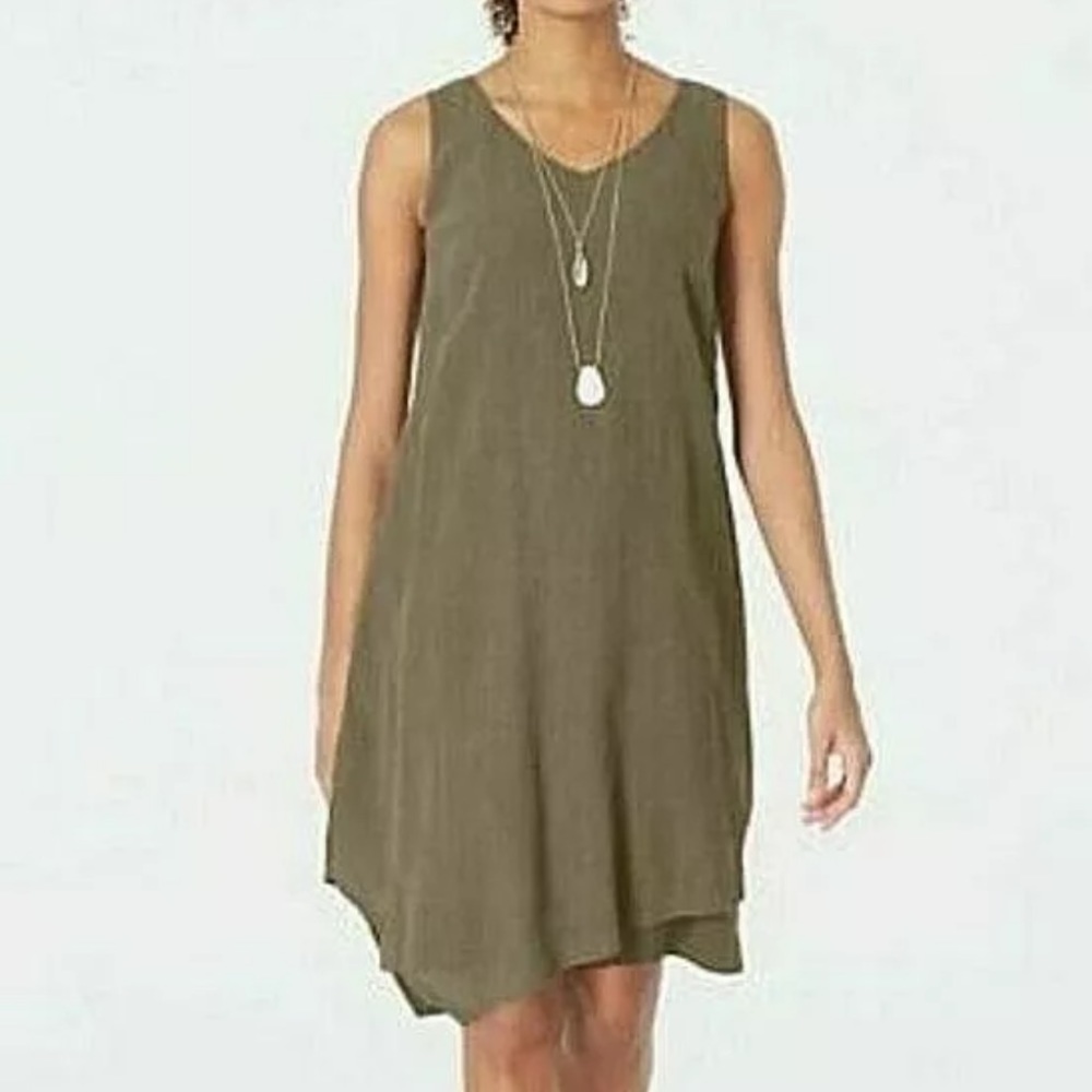 NEW Pure Jill Olive Green Textured Caper Dress Size Large Tall